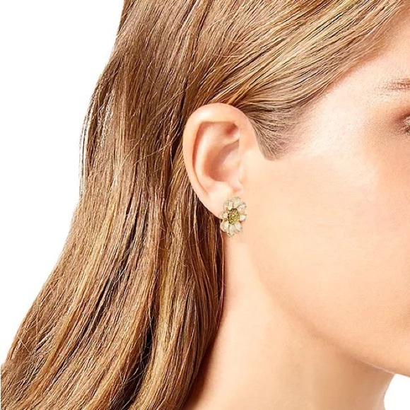 Betsey Johnson Gold-Tone Crystal Daisy Stud Earrings - Picture 3 of 4